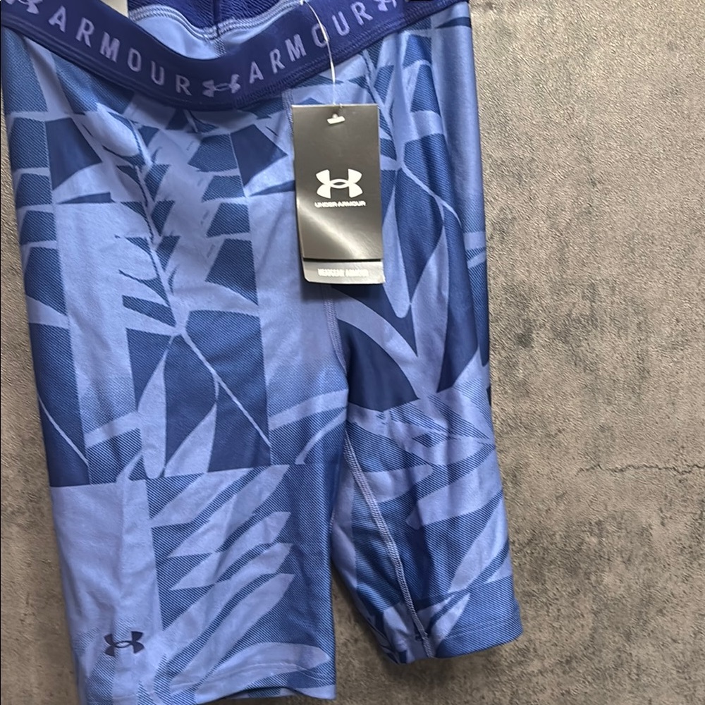 Under Armour Compression Navy and Light Blue Graphic Shorts